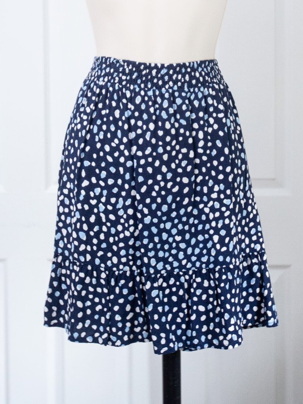 Navy Dot Ruffle Skirt